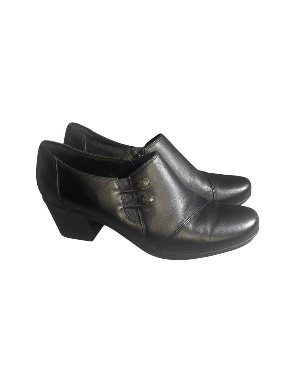 Clarks Collection Women’s Emslie Warren Black Leather Ankle Boots Size-10M